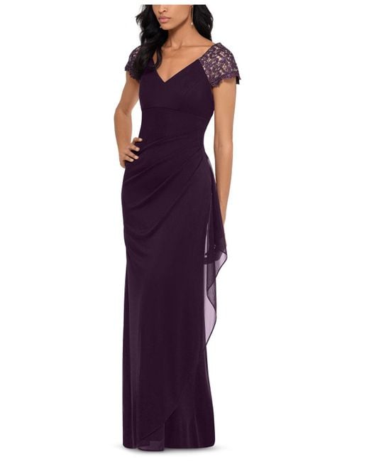 xscape chiffon gown charcoal gray
