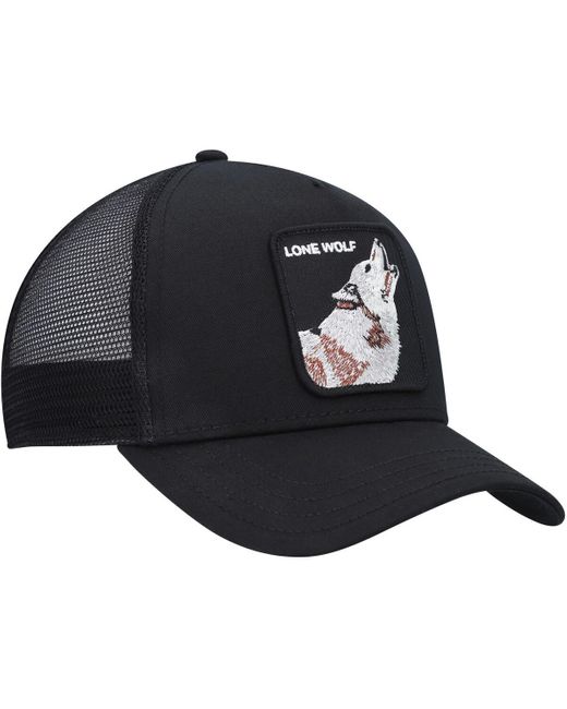 Goorin Bros Black The Lone Wolf Trucker Snapback Hat for men