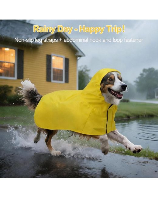Aronkl Yellow Waterproof Windproof Dog Rain Jacket
