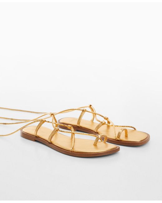 Mango Metallic Leather Straps Sandals