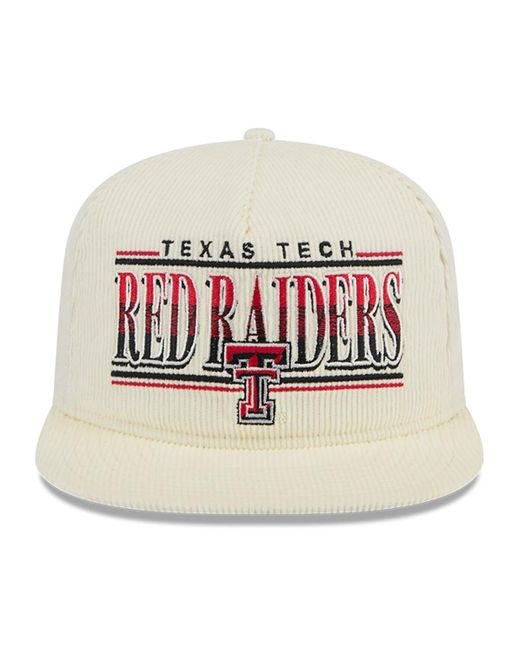 KTZ White Texas Tech Red Raiders Throwback Golfer Corduroy Snapback Hat for men