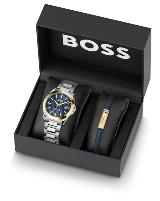 Boss Metallic Strike Giftset Quartz Basic Calendar Stainless Steel Watch for men