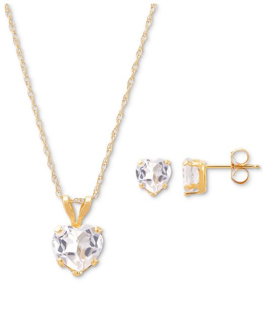 Macy's Metallic 2-pc. Set Lab-created Heart Pendant Necklace & Matching Stud Earrings (2-3/4 Ct. T.w.
