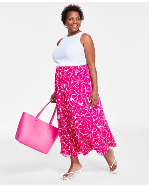 INC International Concepts Pink Plus Size Chiffon Maxi Skirt