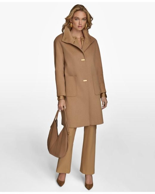 Donna Karan Natural Stand-collar Single-breasted Coat
