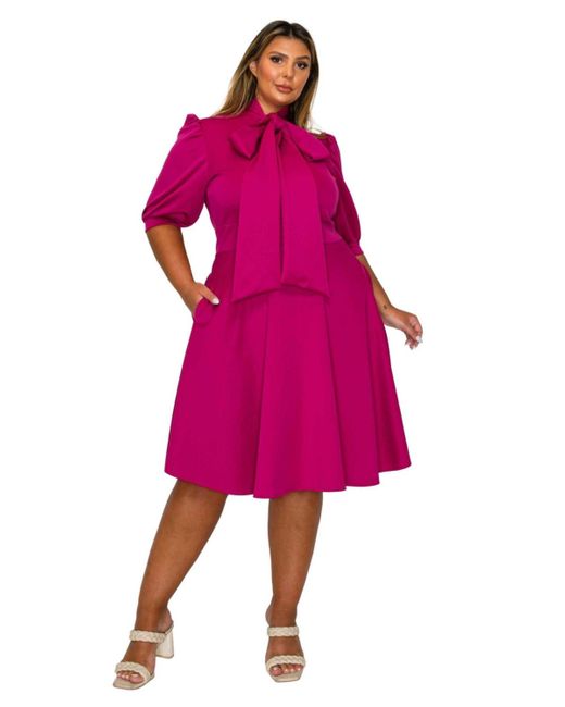 L I V D Plus Size Carina Donna Flare Dress W/ Pockets in Pink | Lyst