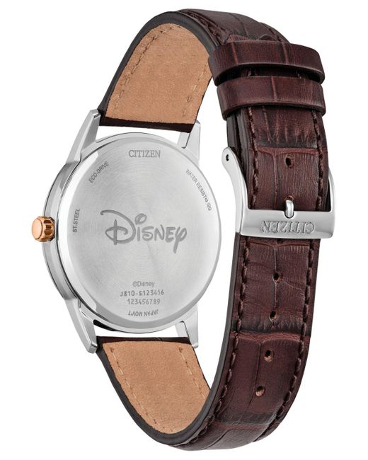 Citizen Gray Eco-drive Steamboat Willie 1928 Brown Leather Strap Watch 40mm for men