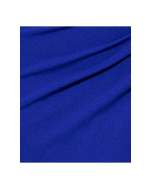 Xscape Blue Petite One-shoulder Scuba Crepe Gown