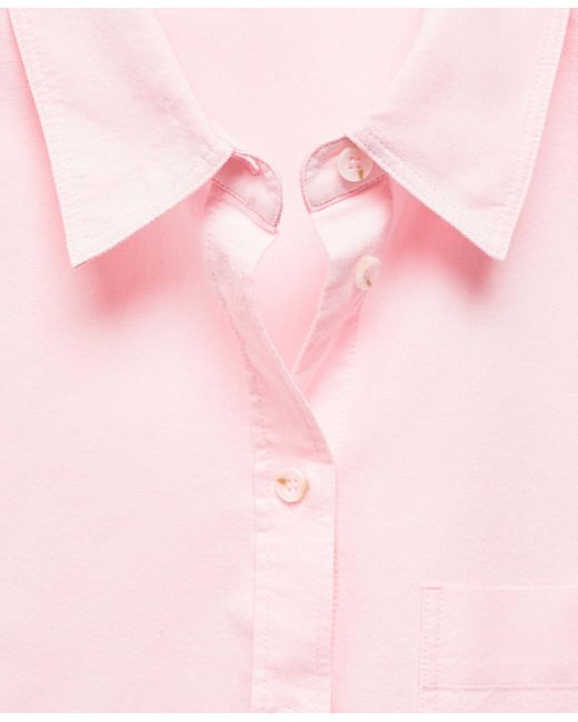 Mango Pink Chest-pocket Cotton Shirt