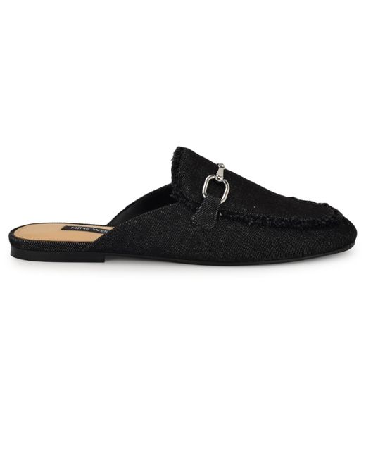 Nine West Black Bivey Frayed Slip-on Mules