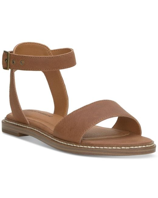Lucky Brand Brown Kimaya Ankle-strap Flat Sandals