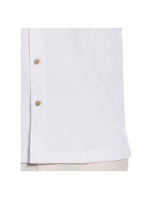 Cubavera White Palm Print Short-sleeve Button-down Shirt for men