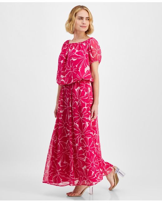 INC International Concepts Pink Petite Floral-print Maxi Skirt