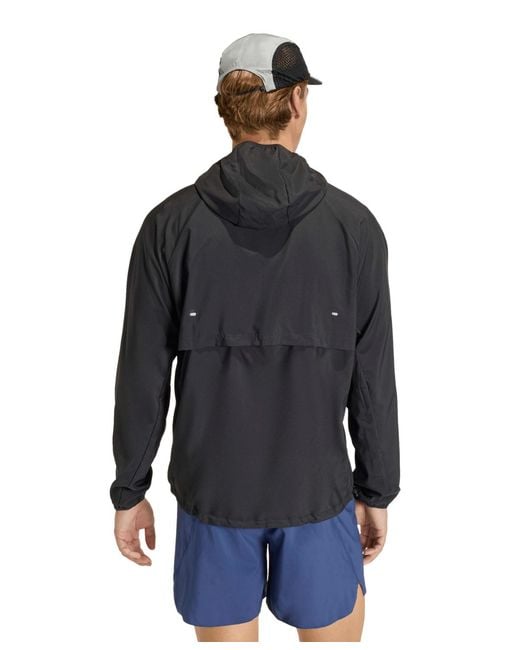 Adidas Black Hooded Running Jacket for men