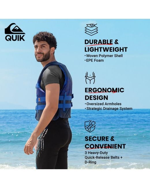 Quiksilver Blue Uscg Approved Life Vest for men