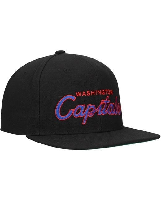 Mitchell & Ness Black Washington Capitals Core Team Script 2.0 Snapback Hat for men