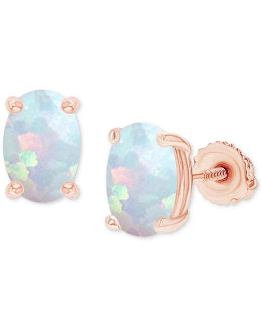 Macy's Blue Lab-grown Opal Screw Back Closure Stud Earrings (5/8 Ct. T.w.)