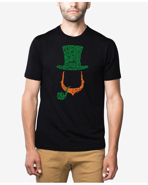 LA Pop Art Black Premium Blend Leprechaun Word Art Graphic T-shirt for men
