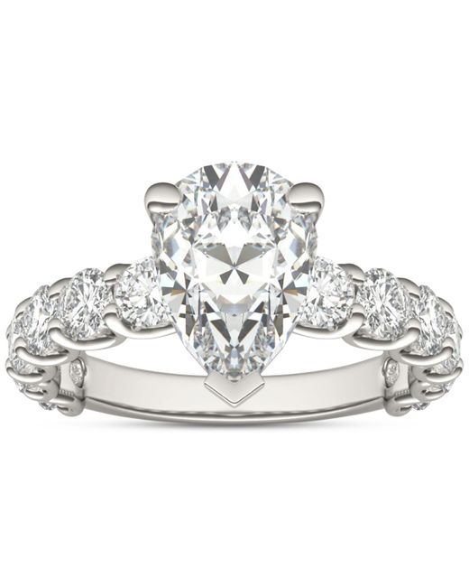 Charles & Colvard White Moissanite Solitaire & Trellis-set Side Stone Ring (3-1/2 Ct. T.w.