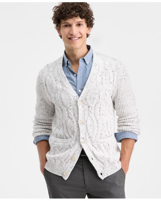 Club Room White Elv Cable Cardigan Sweater for men