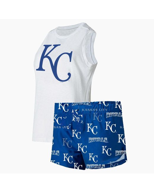 Concepts Sport Blue 2-piece White/royal Kansas City Royals Plus Size Tank Top And Shorts Sleep Set
