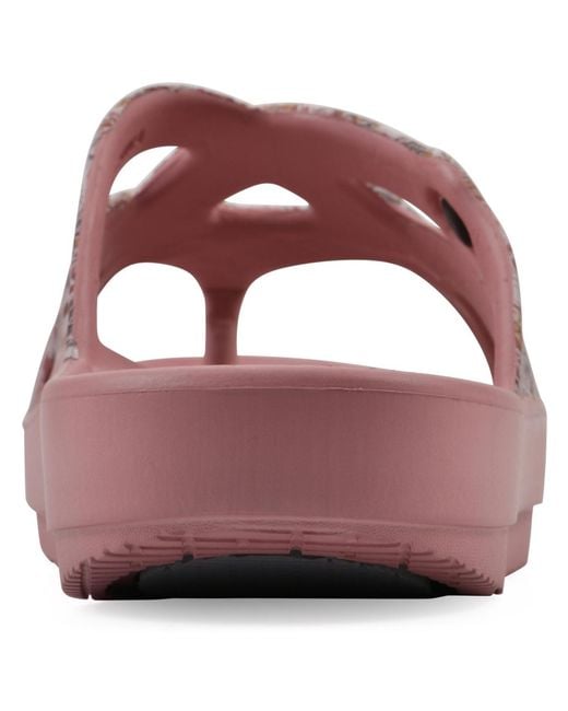 White Mountain Pink Rip Round Toe Flat Sandals