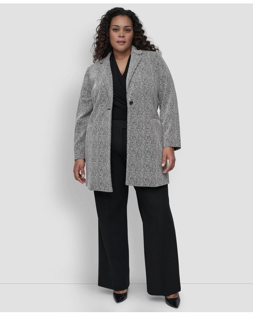 DKNY Gray Plus Size Double D Topper Blazer