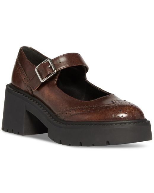 Madden Girl Brown Taylor Lug-sole Mary Jane Loafers