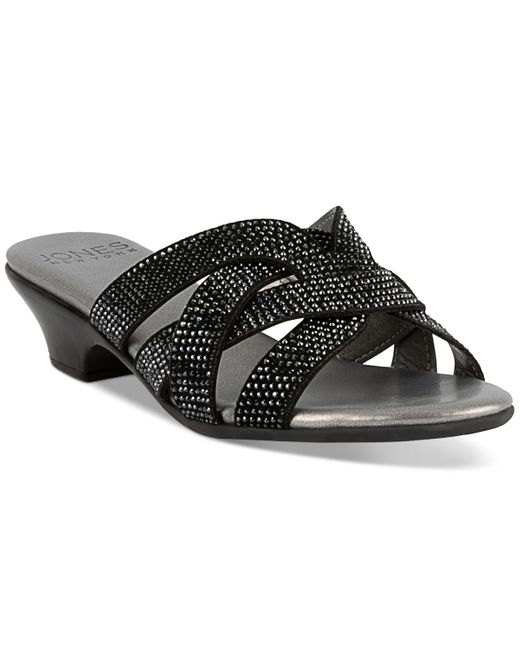 Jones New York Black Enny Embellished Slide Sandals