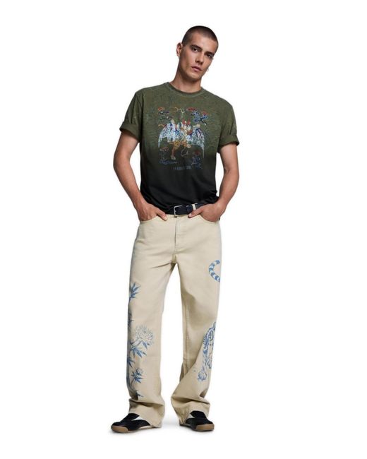 Desigual Natural Printed Trousers for men