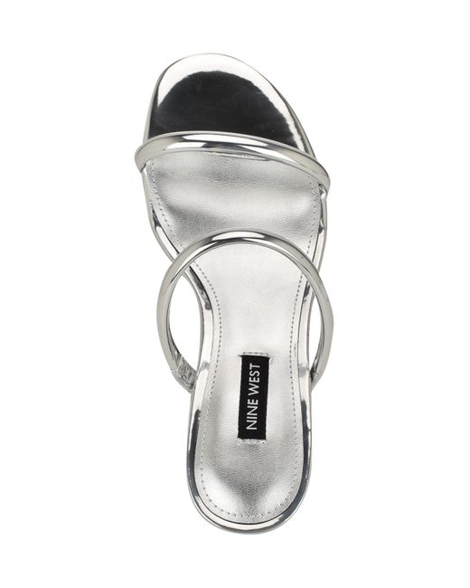 Nine West Metallic Berri Double Strap Kitten Heel Sandals