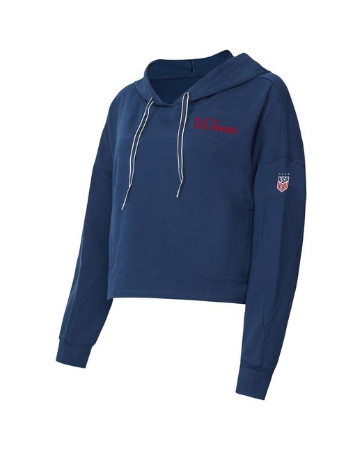 Concepts Sport Blue Uswnt Elevation Tri-blend Long Sleeve Pullover Hoodie