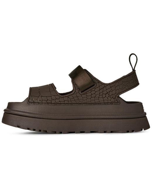 Ugg Brown Goldenglow Embossed Open Toe Sandals