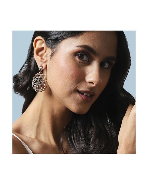 SOH Metallic Abstract Leaf Drop Earrings