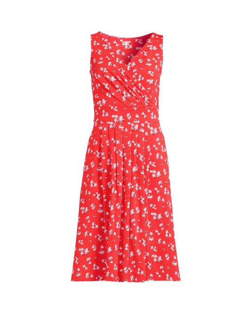 Lands' End Red Petite Fit And Flare Dress