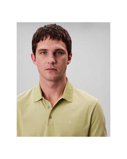 Calvin Klein Regular-fit Smooth Cotton Monogram Logo Polo Shirt in Green  for Men | Lyst