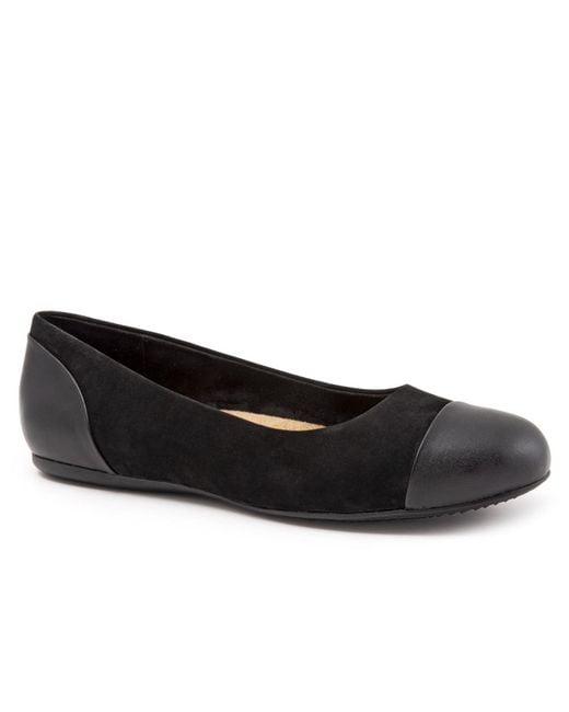 Softwalk® Black Sonoma Cap Toe Flat