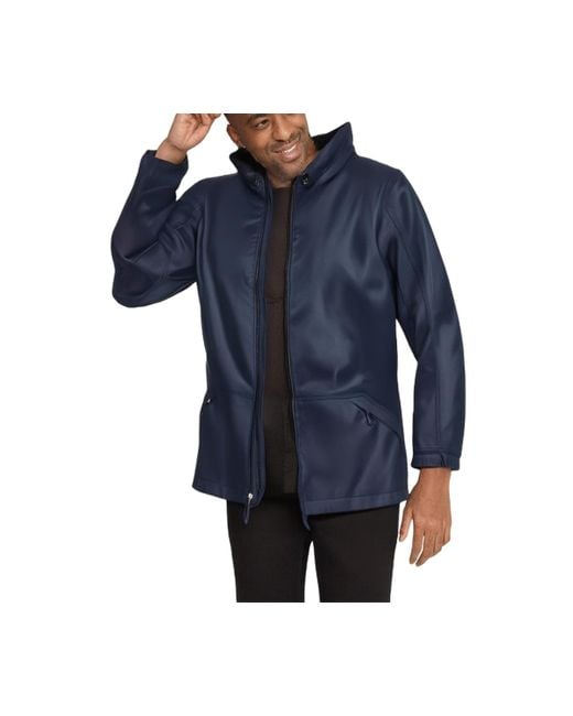 Kingsize Men's Blue Big Tall Fleece-lined Slicker Rain Coat