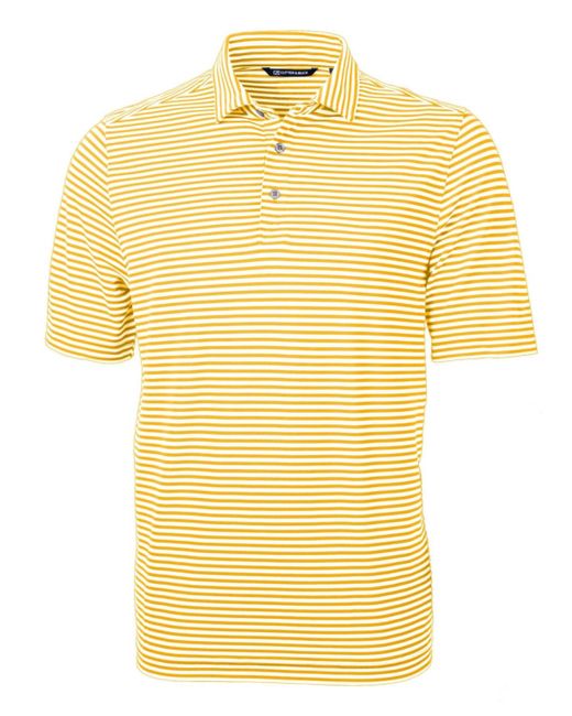 Cutter & Buck Yellow Big & Tall Virtue Eco Pique Stripe Recycled Polo Shirt for men