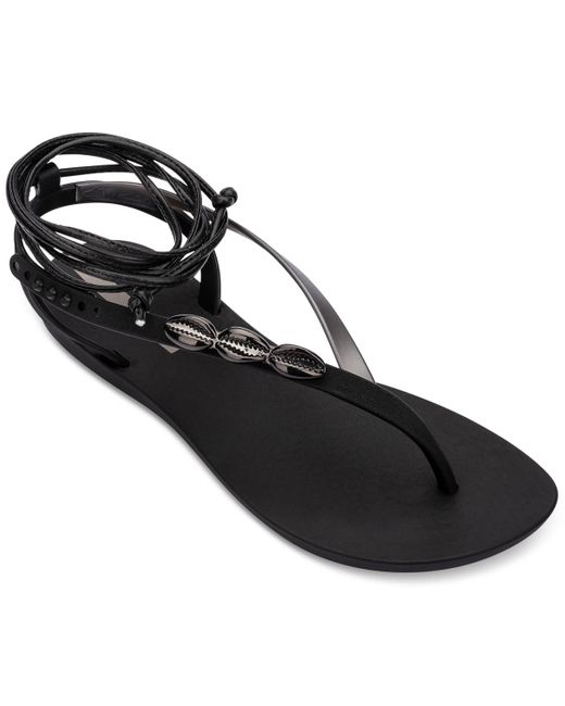 Ipanema Black Salty Fem Ankle-tie Strappy Sandals