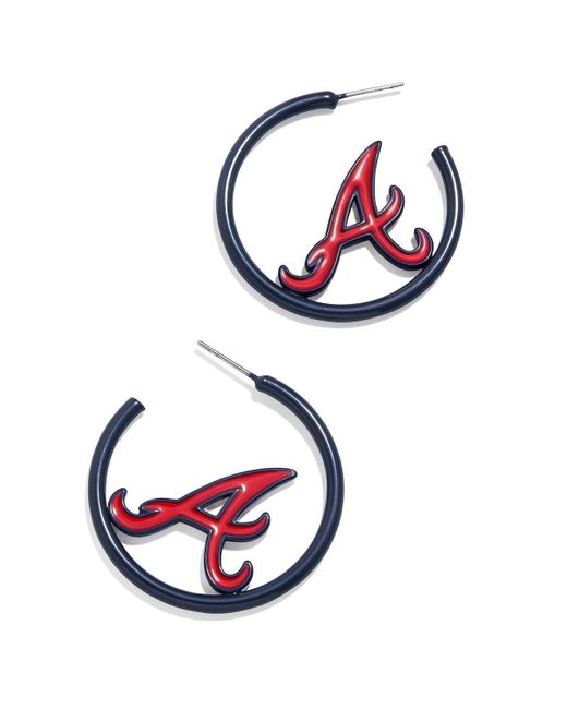 BaubleBar Blue Atlanta Braves Enamel Hoop Earrings