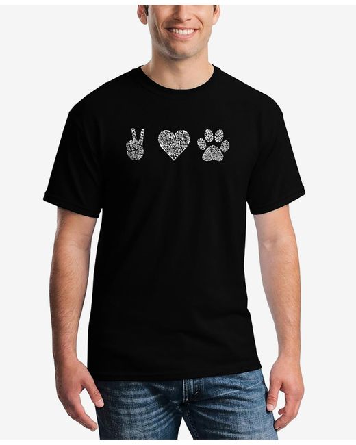 LA Pop Art Black Peace Love Dogs Word Art Short Sleeve T-shirt for men