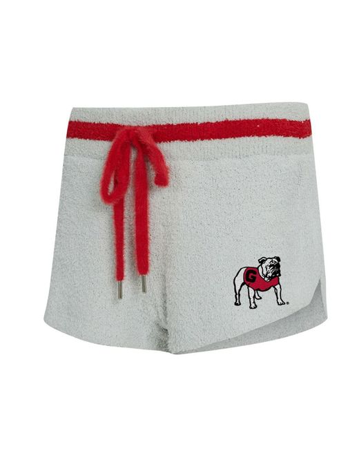 Concepts Sport White 2-piece Gray/red Georgia Bulldogs Whitley Long Sleeve Hoodie Top And Shorts Set