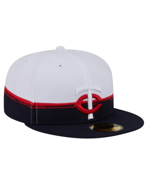 KTZ Navy/white Minnesota Twins Paint Stroke 59fiftyâ Fitted Hat for men