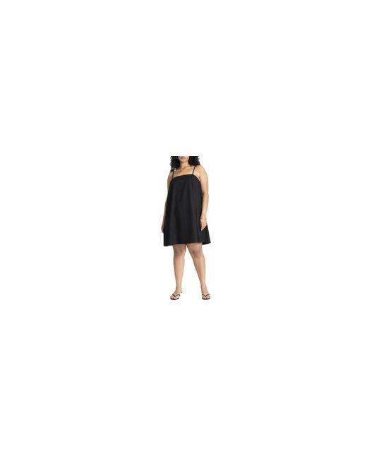 Eloquii Black Plus Size Relaxed Square Neck Mini Dress