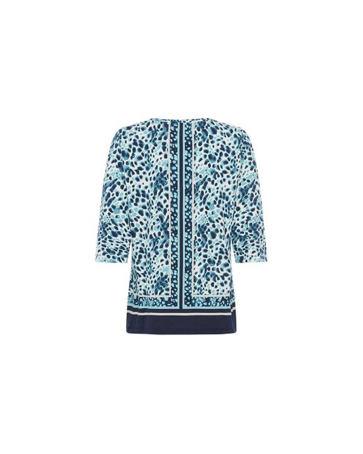 Olsen Blue Modern Animal And Border Print T-shirt