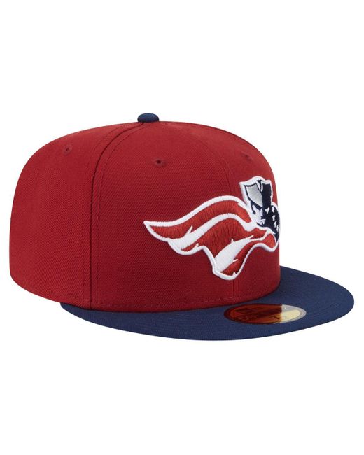 KTZ Red Burgundy/navy Somerset Patriots Authentic Collection 59fifty Fitted Hat for men