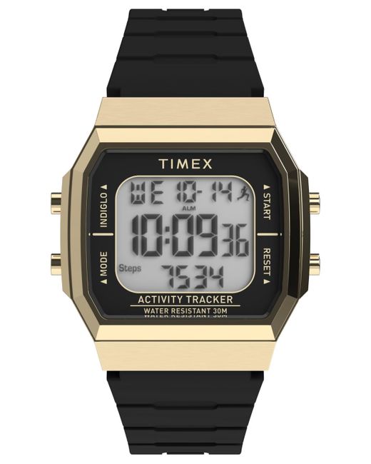 Timex Activity Tracker Digital Black Silicone Strap 40mm Octagonal Watch
