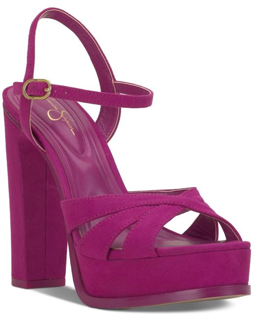 Jessica Simpson Purple Giddings Ankle-strap Block Platform Sandals