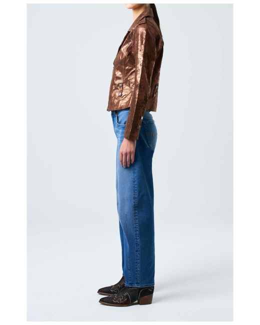 Velez Brown Royal Glass Leather Biker Jacket